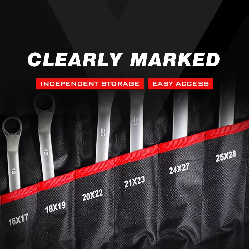12PCS double-concave box wrench cloth bag set hardware tool