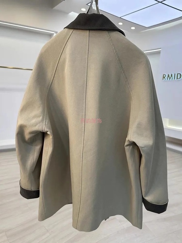 韩系感撞色领休闲宽松风衣女2025春季新款小个子chic潮流外套|undefined