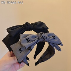 新款小香風大版蝴蝶結雙層氣質百搭黑色植絨小蝴蝶結頭箍發卡復古