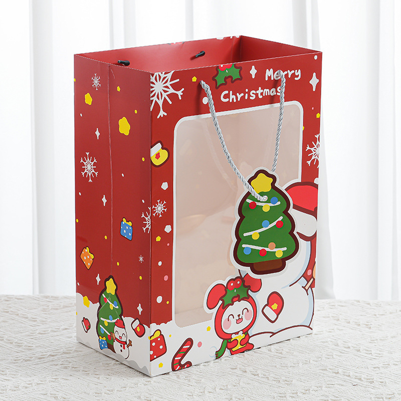 クリスマスギフトバッグウィンドウクリスマスウィンドウバッグギフトギフトポータブル紙袋クリスマスイブアップル包装袋|undefined