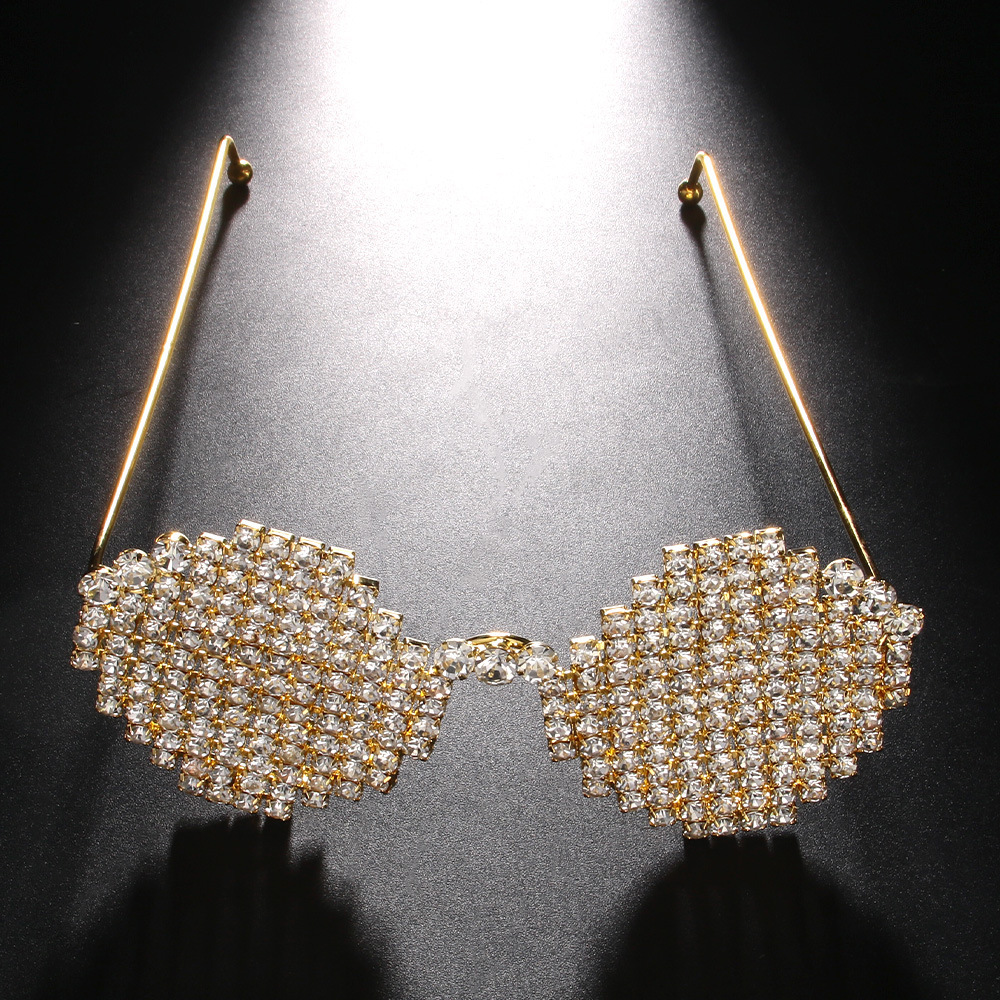 Cross-Border moda rhinestone gafas Marco europeo y americano exagerado hip hop fiesta cara joyería ojo marco