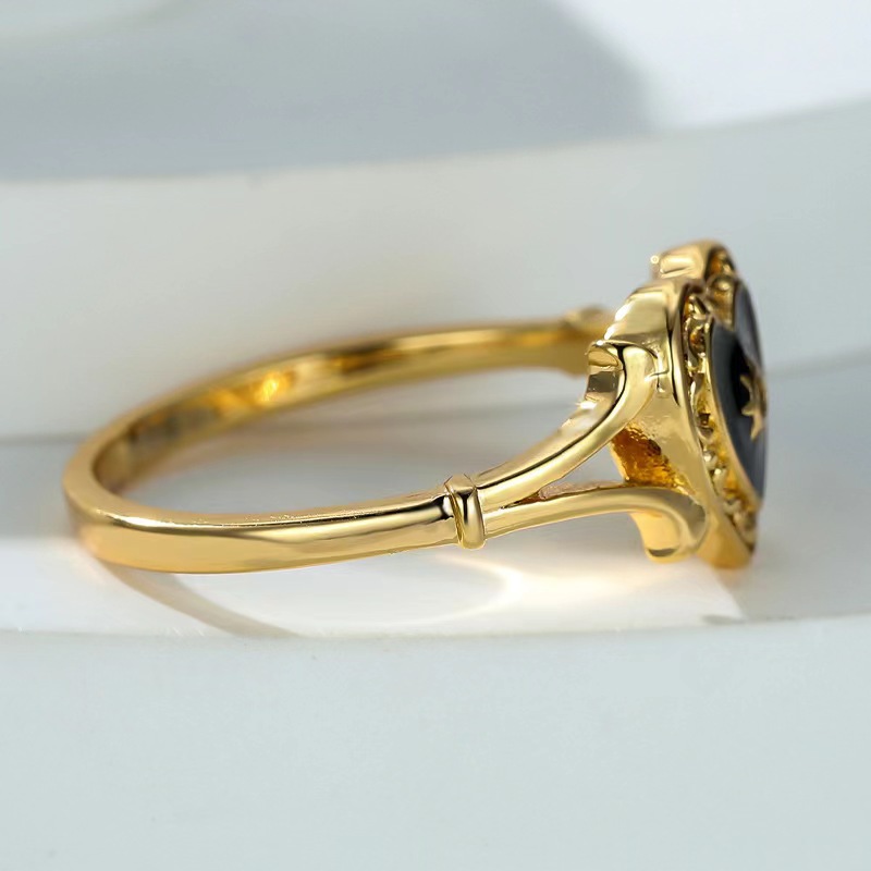 Copper Material Copper Gothic Heart Shape Rings