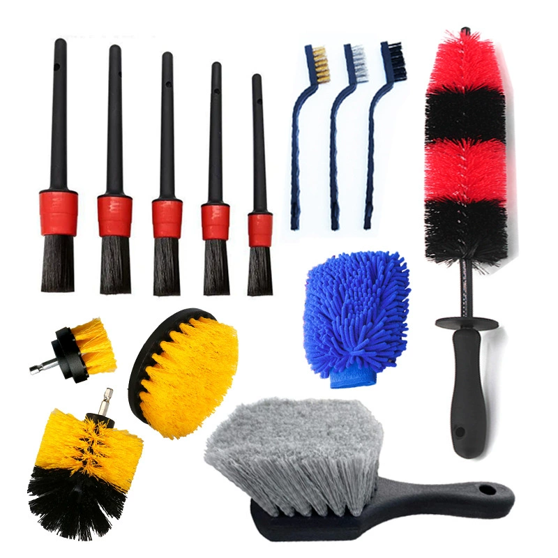 Популярный набор для чистки автомобиля Amazon, 14 предметов: щетка для электродрели, щетка для шин и дисков, щетка для труднодоступных мест автомобиля