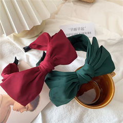Korean hair accessories, simple and fashionable double-layer large bow headband, wide-brimmed hairpin, Korean style satin fabric headdress for women