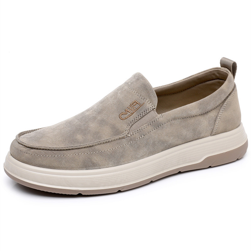Spring Old Beijing Cloth Shoes for Men, Slip-On Comfortable Breathable Men's Casual Shoes, Soft Sole Non-Slip Lazy Dad Shoes