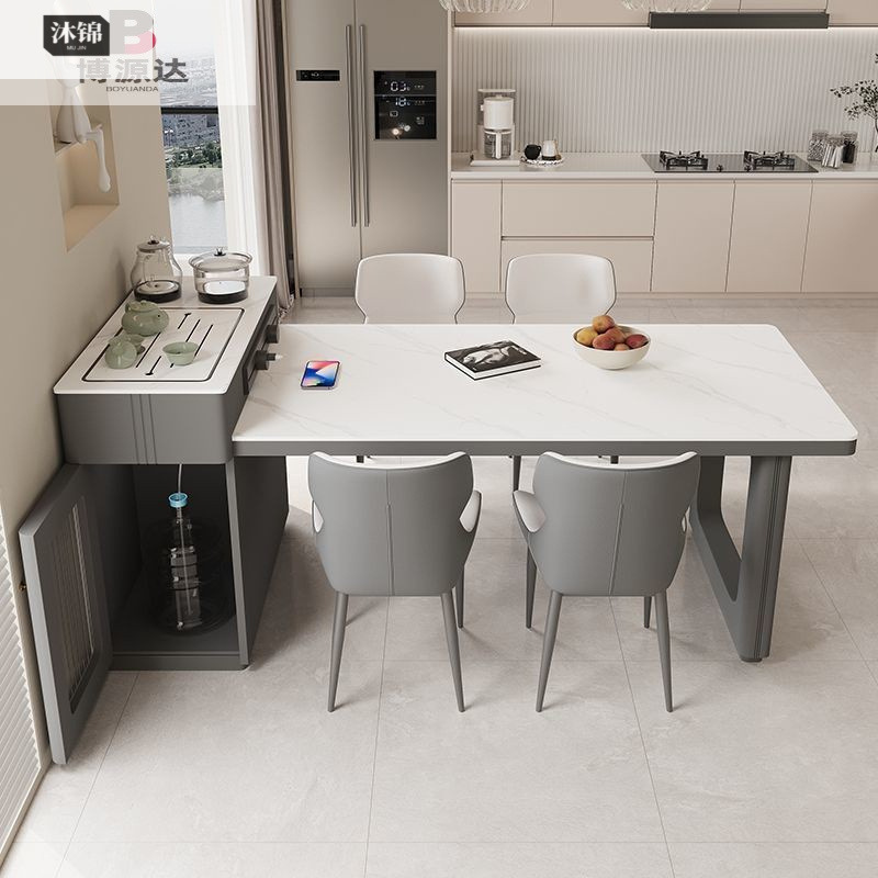 Cream-Style Island Table and Dining Table Integrated Small-Sized Island Table Dining Table for Home Multi-Functional Retractable Light Luxury Slate Combination