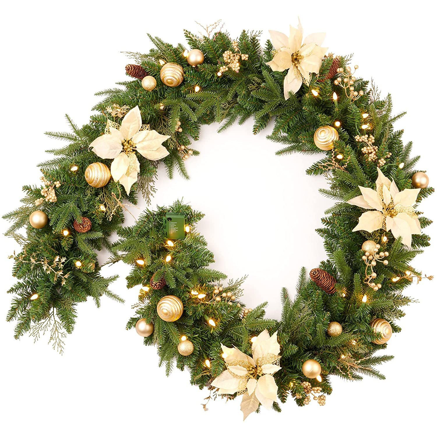 クリスマス赤果松果クリスマス藤条180cm/2.7メートル暗号化ランプ付きクリスマス装飾藤条門藤門飾り