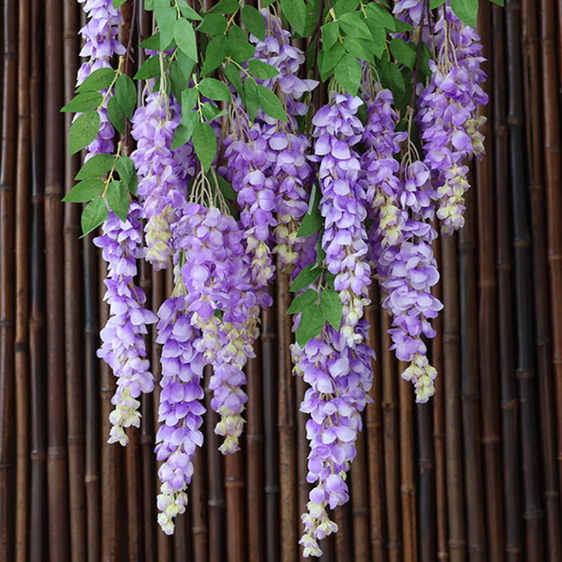 Artificial Abler Giant Wisteria Flower Long Branch Plastic Fake Flower Silk Flower Indoor Living Room Hanging Rattan Photo Decoration