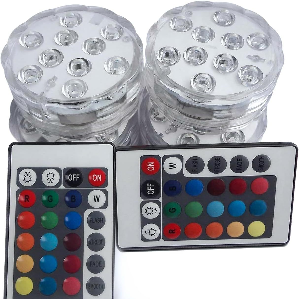Luz LED Subacuática Sumergible 10 LED RGB, de Plástico, Impermeable IP68, Ajuste de Luz RGB, para Piscina y Bañera