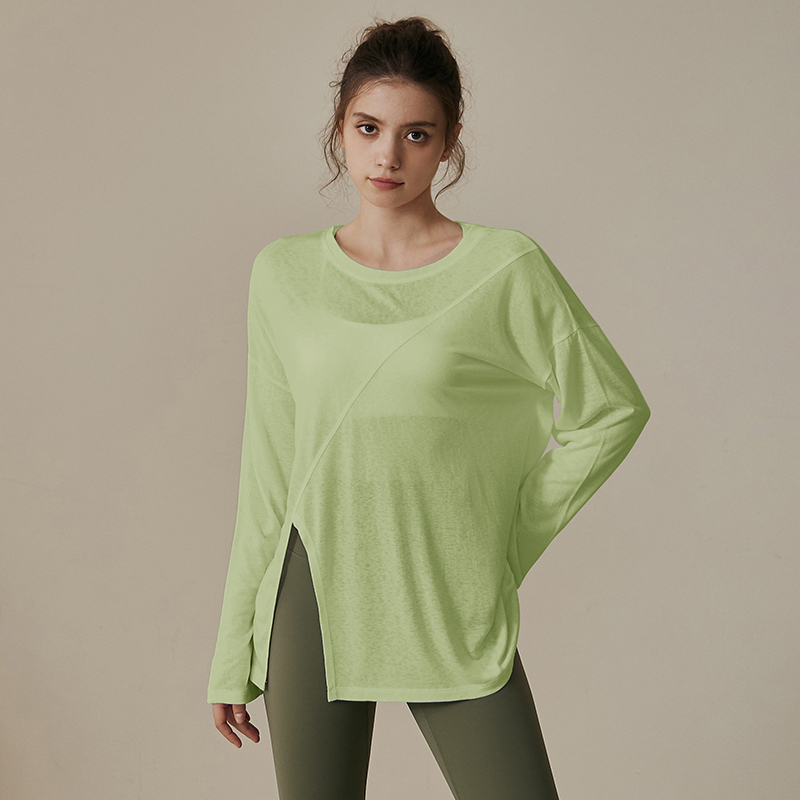 ヨガ服女性秋冬スタイルランニングスポーツゆるいブラウスtシャツプラティトレーニング長袖上着フィットネススーツ|undefined