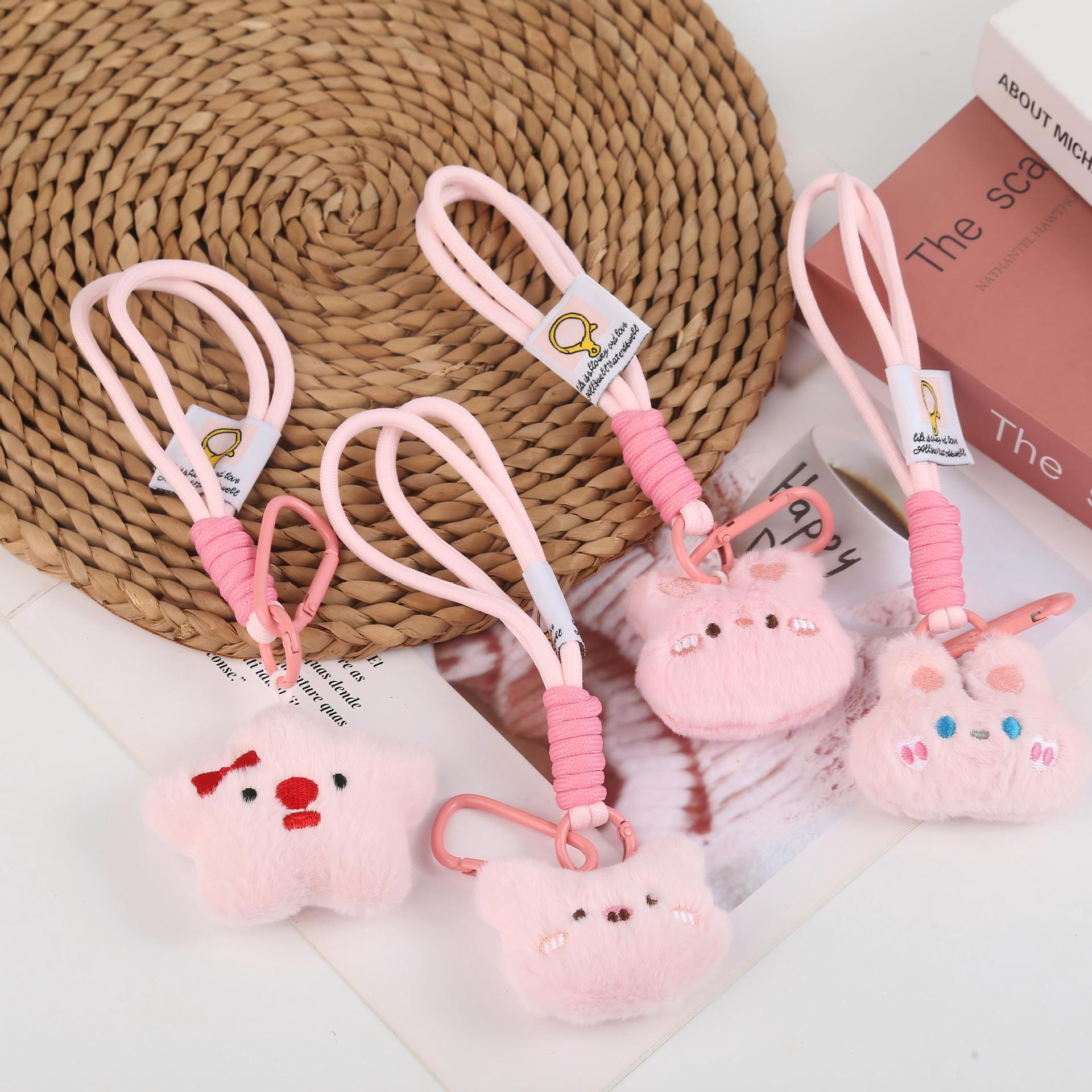 Caricatura niña corazón felino oso colgante muñeca llavero colgante bolso colgante accesorios de cadena de teléfono móvil