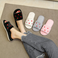 2025新款红色爱心家居棉拖鞋毛绒牛筋底小爱心防滑地板棉拖民宿