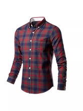 外贸男式衬衫2024新款男士潮流休闲四色格子衬衫长袖衬衫衬衣男装