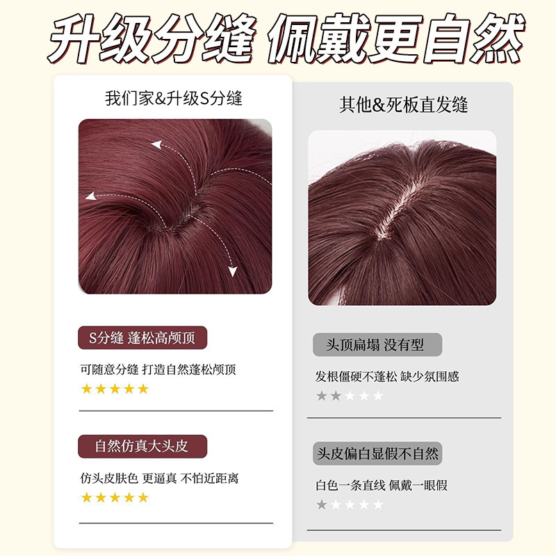 假发女树莓红假发长卷自然逼真新款全头套韩式显白整顶头套|undefined