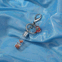 仿真草莓果汁植物花朵鑰匙扣 可愛玻璃流沙瓶掛件包包配飾裝飾品