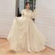 2024 New Sleeping Beauty Chiffon Summer Women's Holiday Dress Regular Beige Morning Gown Trailing Wedding Photo F912