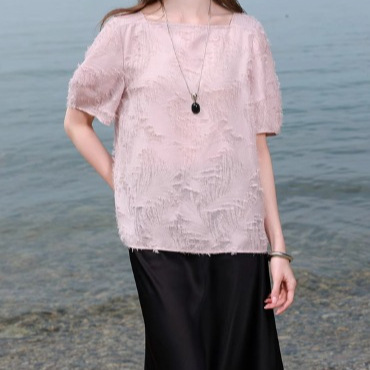 2025 Summer New Arrival Mid-Sleeve Cut-off Shirt Square Collar Shirt Loose Pullover Top D402HM123C10D