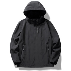 クロスボーダー春と秋の薄いタイプの突撃服の単層の帽子と防水のカップルの単沖防風コートの男性の屋外の登山服