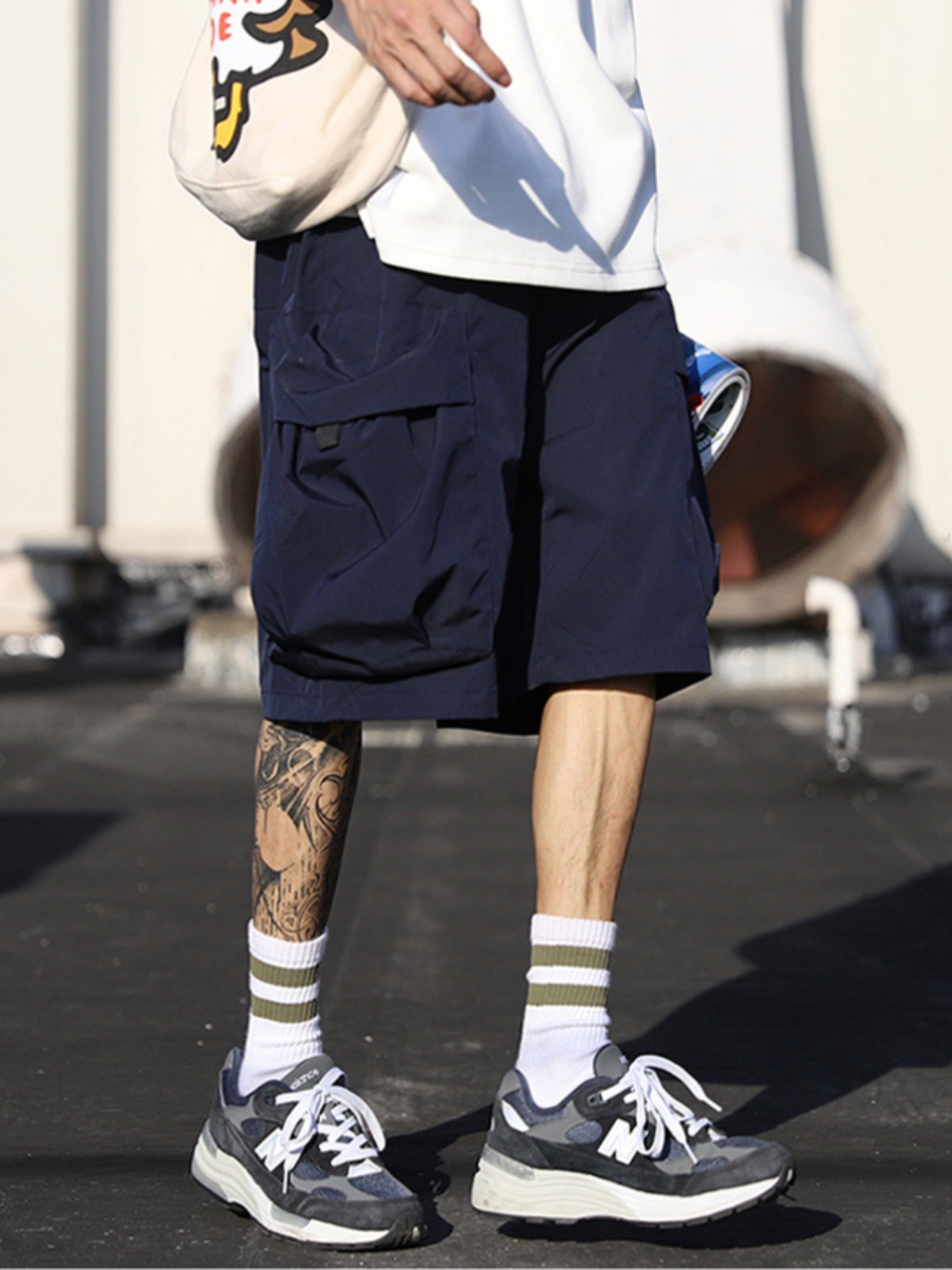 Summer cityboy Japanese Style Retro Functional Tooling Shorts Men's Loose Casual Straight Multi-Pocket Pants