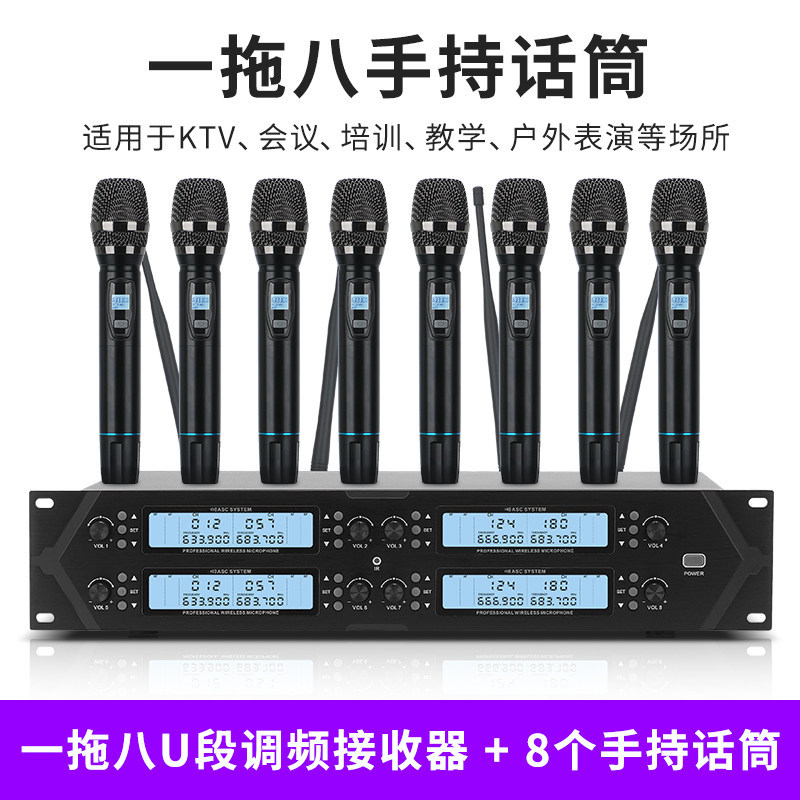 Micrófono inalámbrico TMD/Tengmandi de doble canal FM U-band Bluetooth para cantar, conferencias, KTV, verdadera diversidad