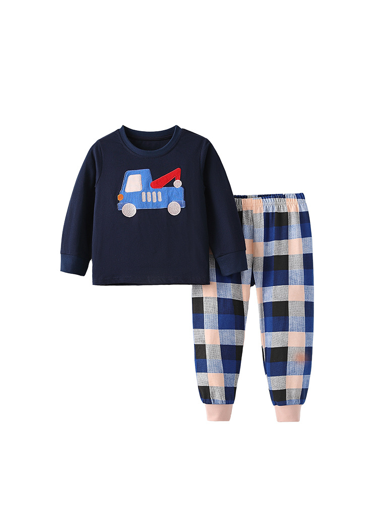 Malwee transfronterizo ropa de hogar infantil otoño invierno nuevo conjunto de niños europeos y estadounidenses cuello redondo manga larga guapo conjunto de dos piezas