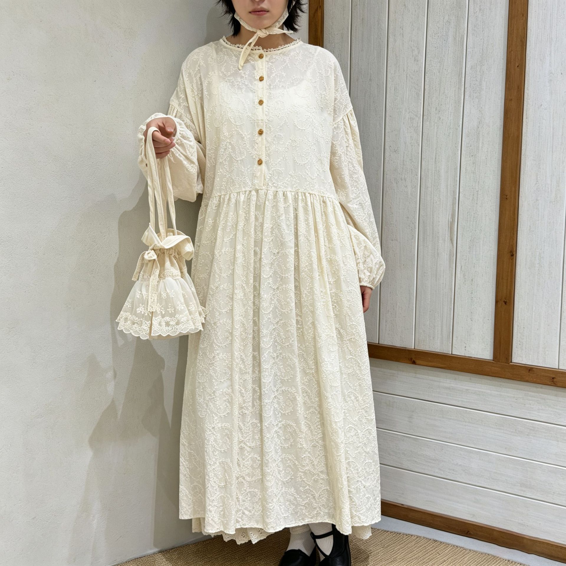 2026秋季新款甜美森女日系刺绣纯棉连衣裙宽松百搭长袖打底长裙女