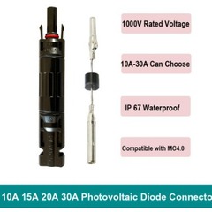 MC4 photovoltaic fuse connector is compatible with MC4 connector (with 10A15A photovoltaic anti-reverse diode optional)
