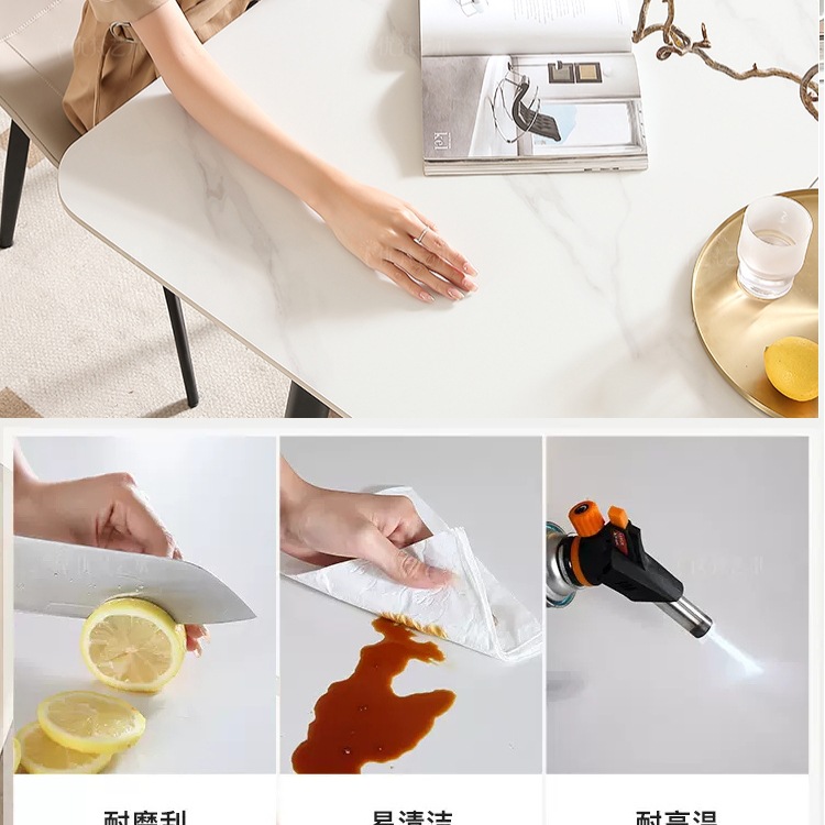 Slate Dining Table for Home Small Apartment Simple Modern Dining Table Restaurant Hotel Rental Room Rectangular Dining Table 3