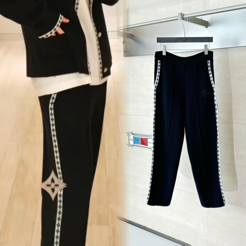 Donkey's Correct Version High Version 25Ss Preppy Style Contrasting Floral Wool Knitted Casual Pants