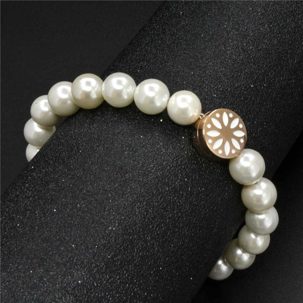 Bracelet minimaliste en acier inoxydable avec boucle magnétique et perles personnalisées pour femme_voghion.com
