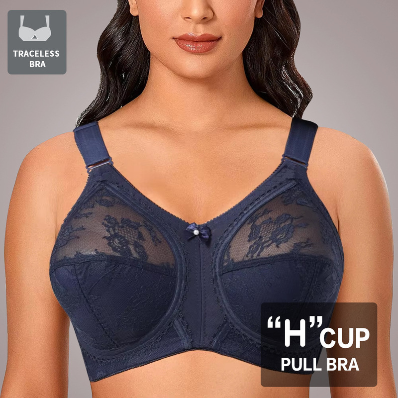 Factory Direct Sale Dark Blue H Cup Plus Size Bra, Extra Large Cup, Sexy Lace, Ultra-Thin, Side Breast Adjustment, Adjustable Bra Factory Direct Sale Dark Blue H Cup Plus Size Bra, Extra Large Cup, Sexy Lace, Ultra-Thin, Side Breast Adjustment, Adjustable Bra
