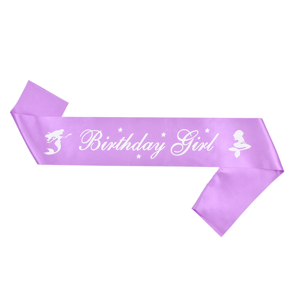 Sirena tema corona correa de hombro cumpleaños niña fiesta de cumpleaños diadema púrpura banda ceremonial