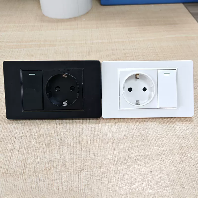 跨境外贸欧式插座带双USB面板 118型暗装电源插座欧标德式USB插座