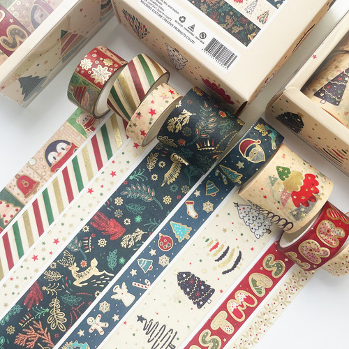Christmas hot stamping washi tape 8 pieces of hand ledger tape creative decoration material hand ledger tape Christmas gift