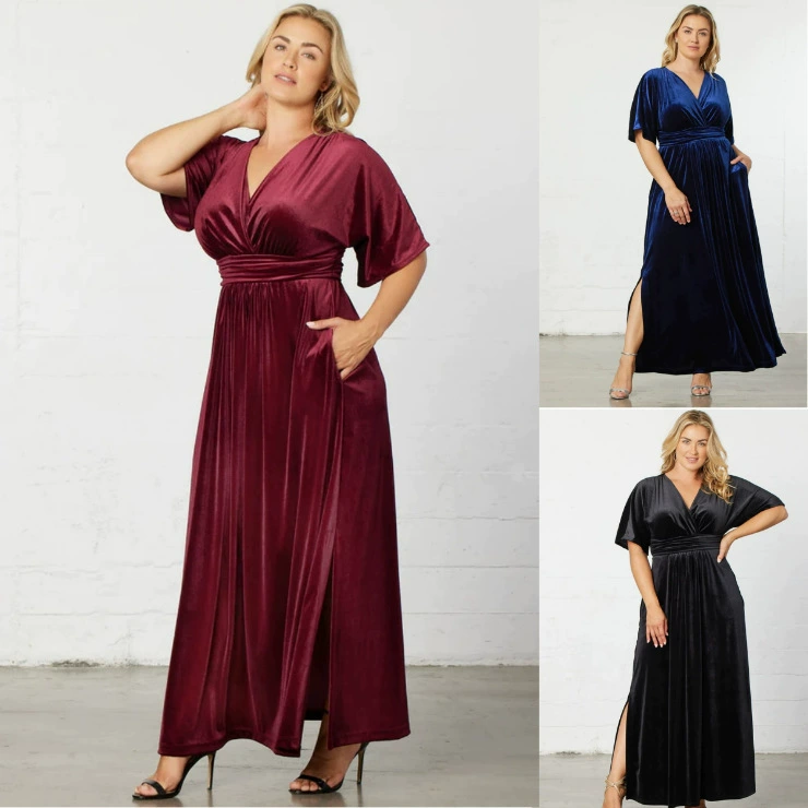 Весна 2024, новое женское платье, трансграничное независимая станция Amazon, горячая распродажа, корейское бархатное платье с коротким рукавом