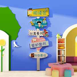 图书角阅读区布置装饰绘本馆环创幼儿园墙面楼梯走廊文化材料