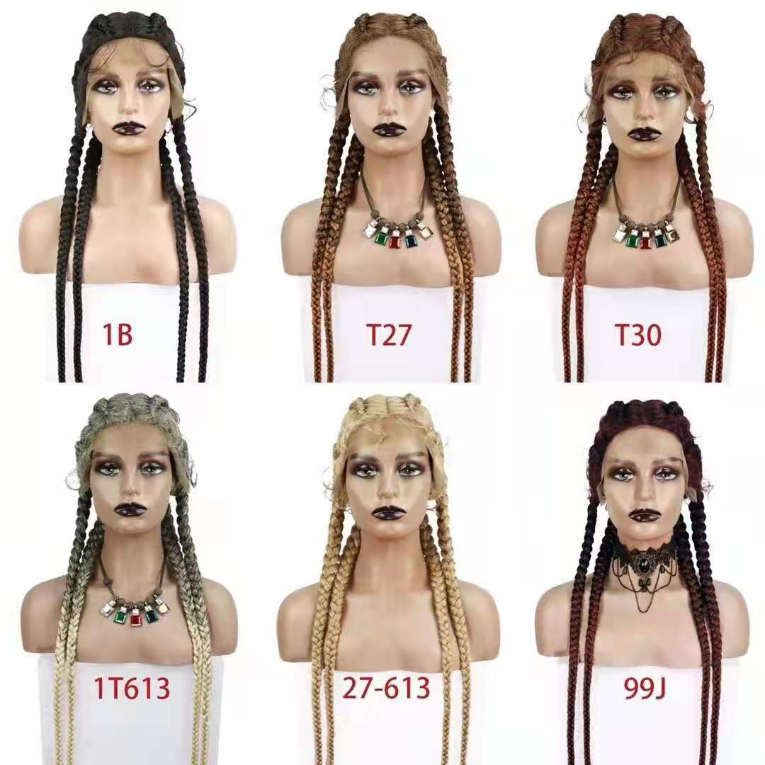 Trenza de hueso de pescado europea y americana frente a la moda peluca de encaje cuatro trenzas de seda japonesa Braid wigLW0200