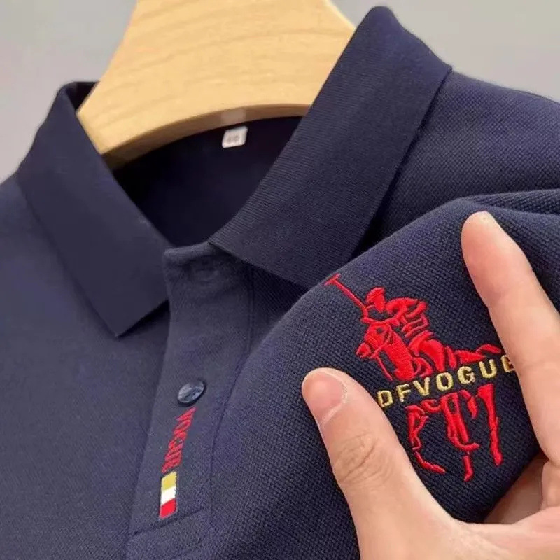 Verano de los hombres de manga corta Camiseta Paul de gama alta bordado solapa Polo Comercio exterior pesado de media manga superior de los hombres