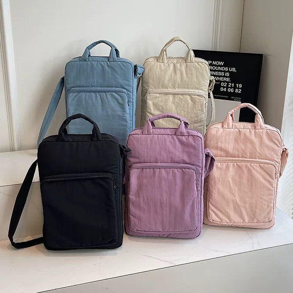 Cross-Border Tablet Laptop Bag Women's Shoulder Bag Large Capacity Satchel Liner Bag File Storage Crossbody Bag