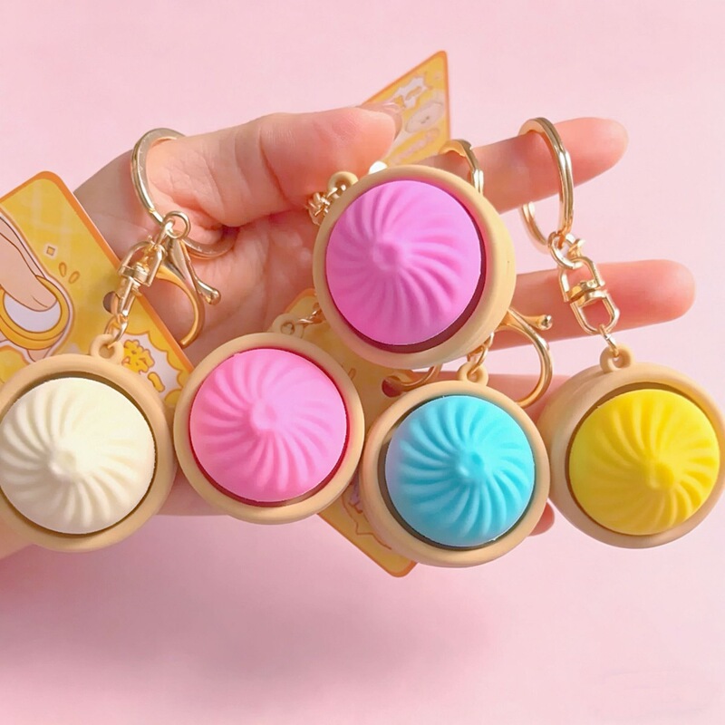 Stress Relief Toy Simulation Xiaolongbao Bun Squeeze Toy Keychain Small Pendant Stress Relief Gadget Manufacturer