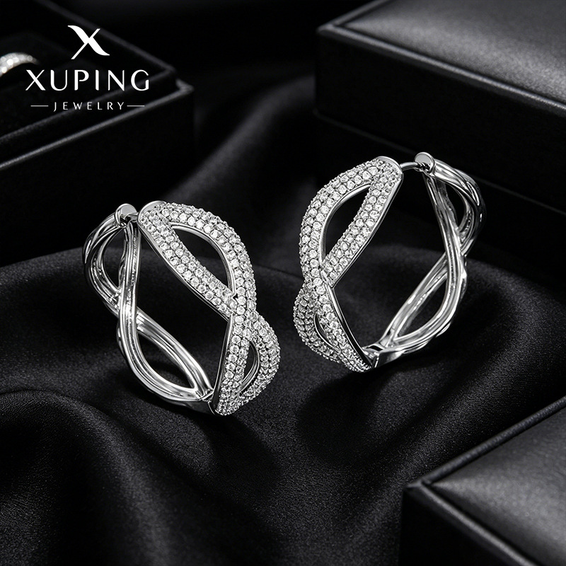 Xuping comercio exterior europeo y americano moda transfronteriza geométrica aretes de cobre aleación chapado blanco temperamento personalidad aretes de aretes al por mayor