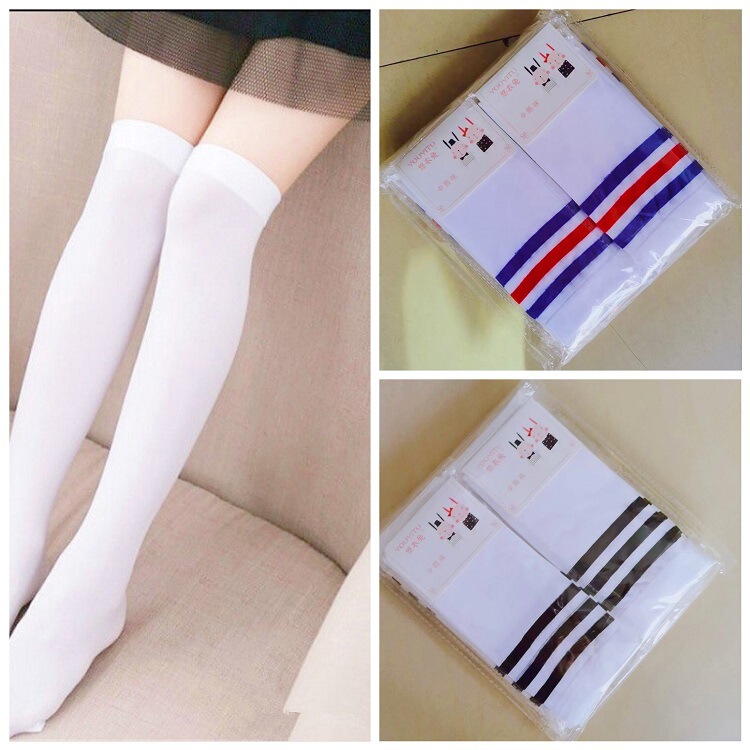 Spring and Summer Velvet Long Tube Socks for Men and Women, Black and White Stripesd Socks, Student Preppy Style Sports Straight Dance Socks