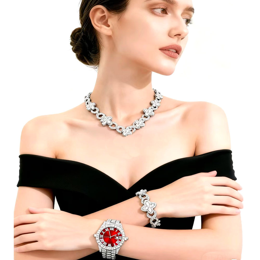 Europa y los Estados Unidos pulsera de cuatro hojas collar reloj de diamantes de moda moda fresco estilo de moda personalidad de alta calidad joyería de hombre personalizada