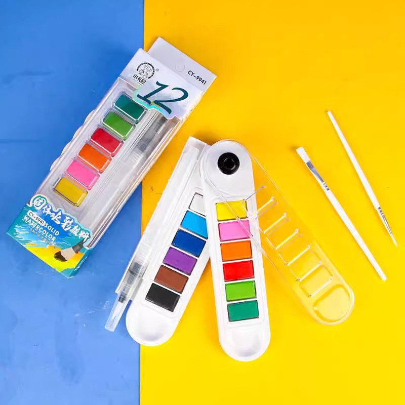Small Kani fan-shaped solid watercolor pigment set portable watercolor powder for students to draw 2