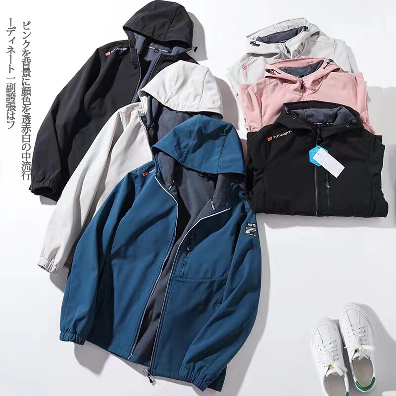 Outdoor Charge Clothes Men's Spring and Autumn Couple Warm Soft Shell Single Layer Jacket fleece-lined Thin Jacket Sports Coat