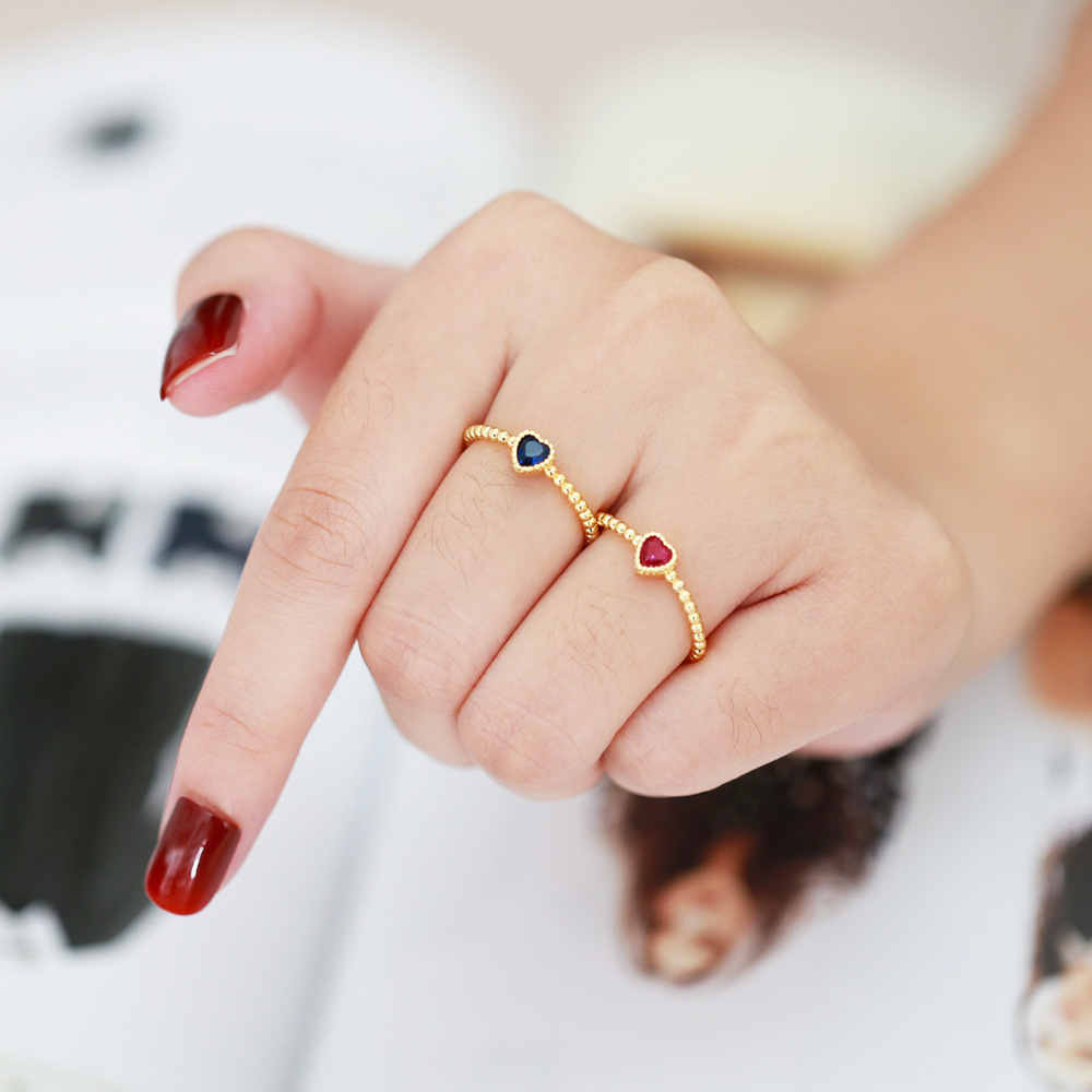 Adjustable Ring Size 1 Piece Quantity Fashion Heart Shape Copper Inlay Zircon Open Ring 1 Piece