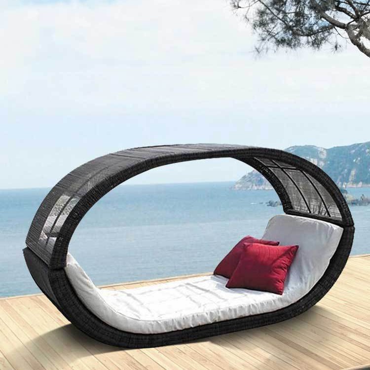 Silla de playa Cama redonda Hotel escénico Piscina al aire libre Resort Sofá cama al aire libre Sofá cama grande al aire libre