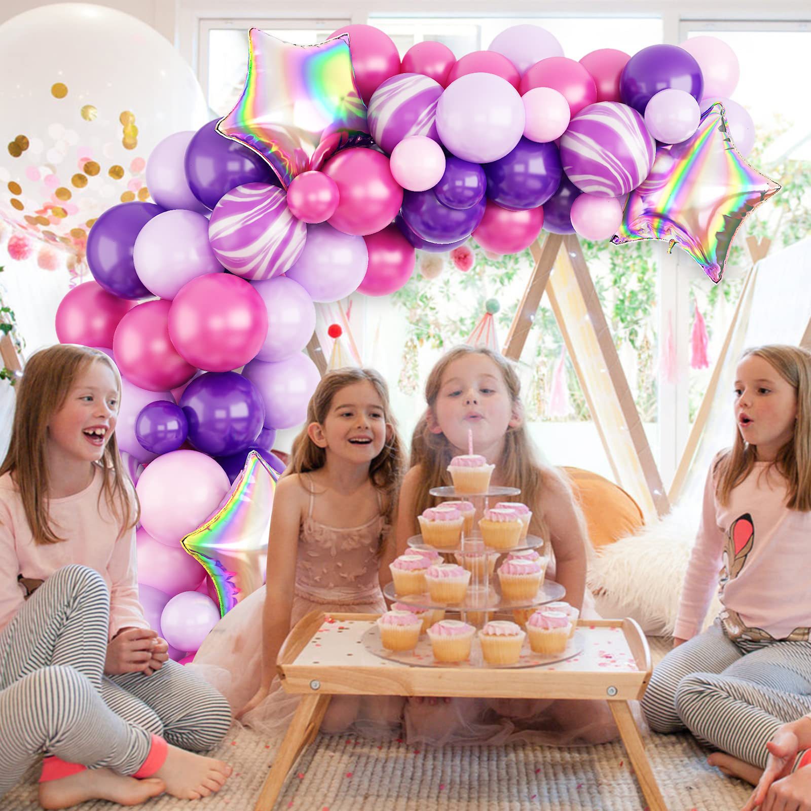 Emulsion Material Birthday Colorful Star Emulsion Party Balloons 81 Pieces