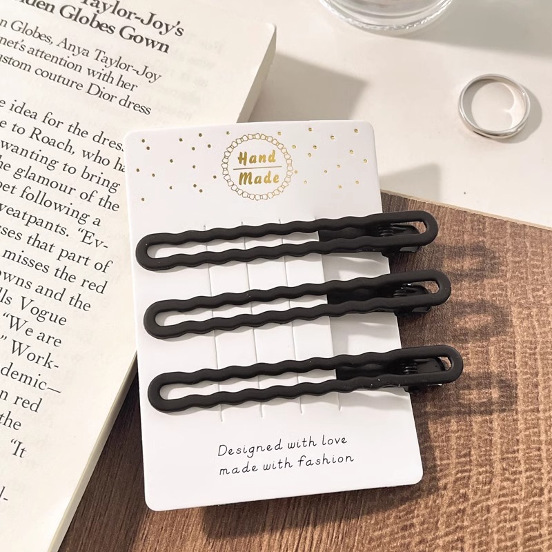 2025 nuevo estilo horquilla negra para mujer, cabello roto en la frente, clip de pico de pato lateral, clip para accesorios para el cabello para adultos, clip simple de una palabra