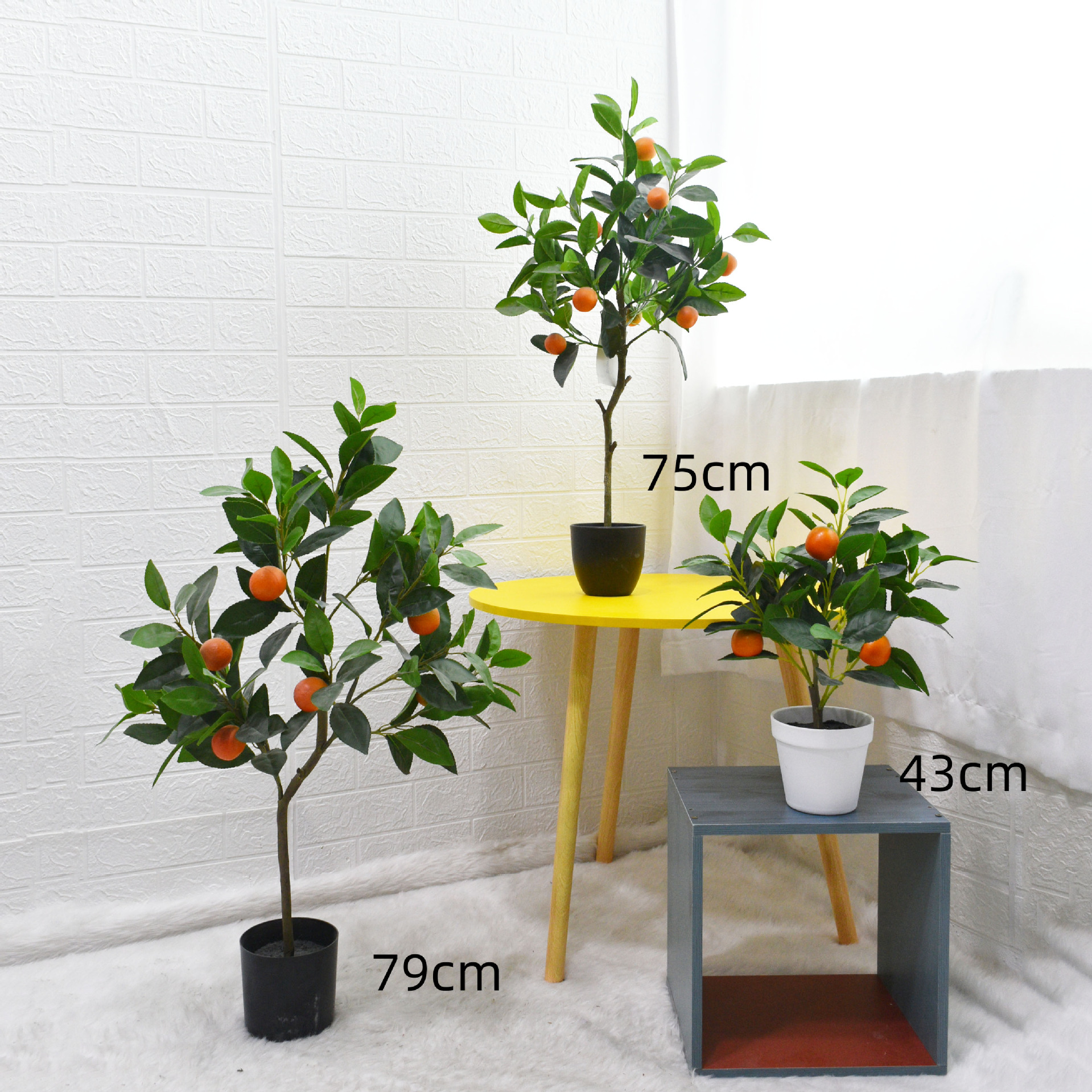 厂家批发北欧风仿真植物假树 装饰客厅假绿植盆栽室内人造桔子树